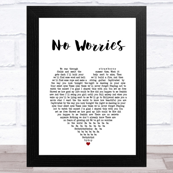 McFly No Worries White Heart Song Lyric Art Print