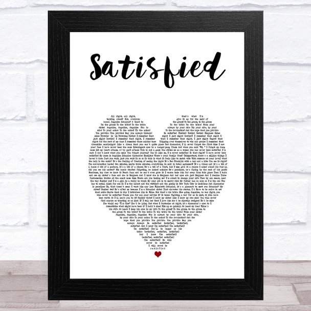 Original Broadway Cast of Hamilton Satisfied White Heart Song Lyric Art Print