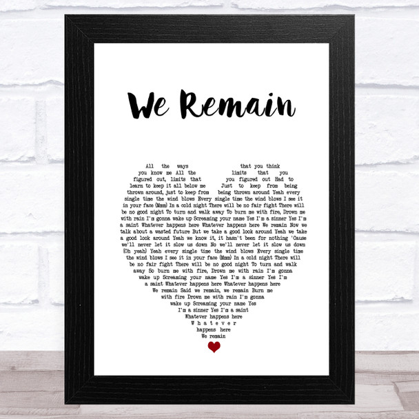 Christina Aguilera We Remain White Heart Song Lyric Art Print