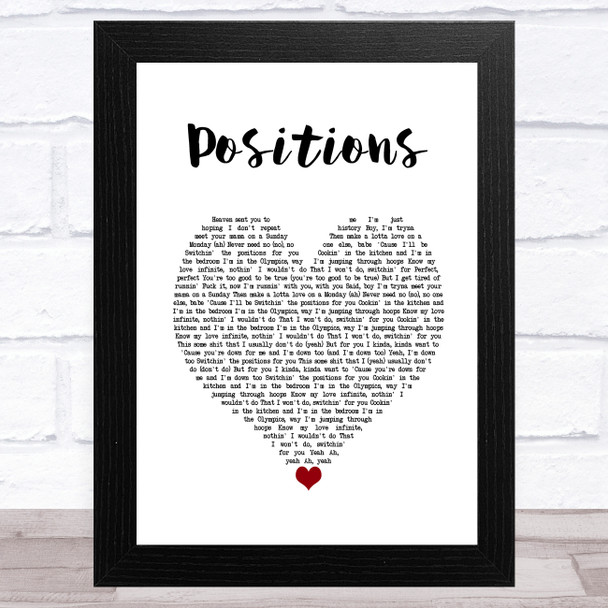 Ariana Grande positions White Heart Song Lyric Art Print