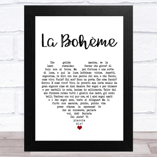 José Carreras La Bohème White Heart Song Lyric Art Print