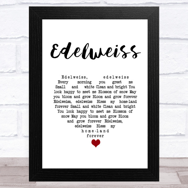 Julie Andrews Edelweiss White Heart Song Lyric Art Print