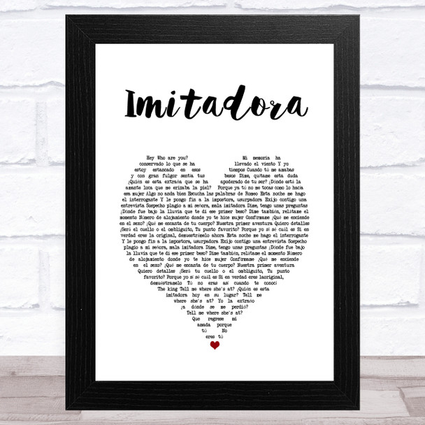 Romeo Santos Imitadora White Heart Song Lyric Art Print