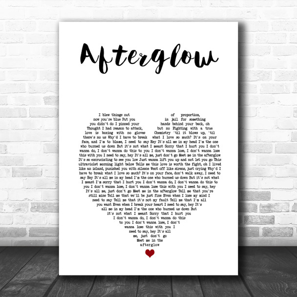 Taylor Swift Afterglow White Heart Song Lyric Art Print