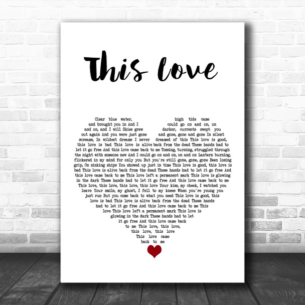 Taylor Swift This Love White Heart Song Lyric Art Print