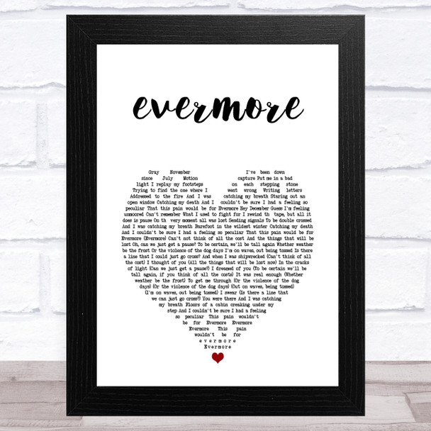 Taylor Swift ?evermore White Heart Song Lyric Art Print