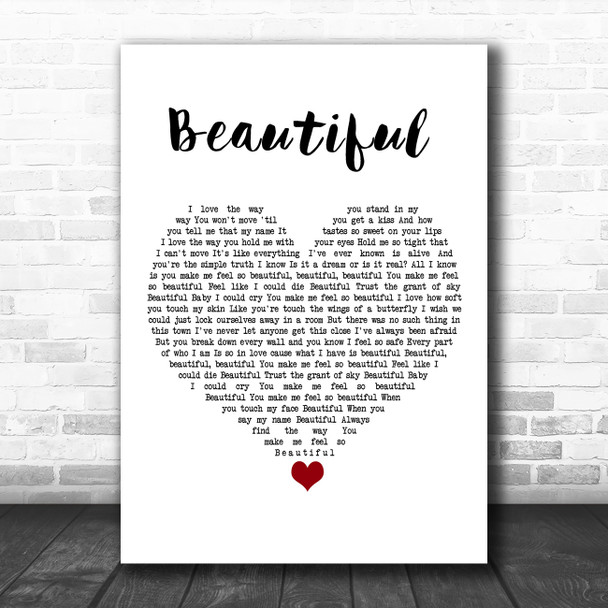 Faith Hill Beautiful White Heart Song Lyric Art Print