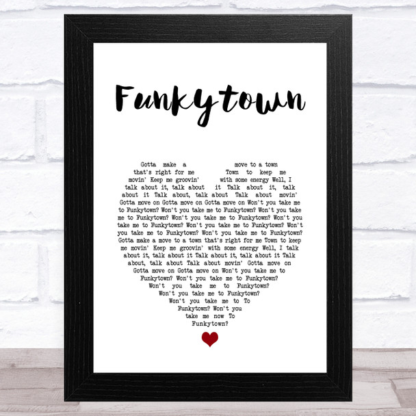 Lipps Inc. Funkytown White Heart Song Lyric Art Print