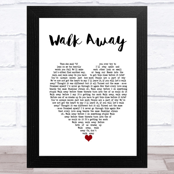 The Beat Walk Away White Heart Song Lyric Art Print