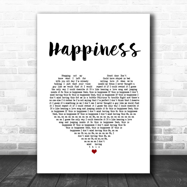 McFly Happiness White Heart Song Lyric Art Print