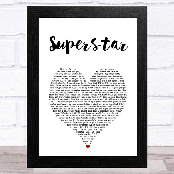 Usher Superstar White Heart Song Lyric Art Print