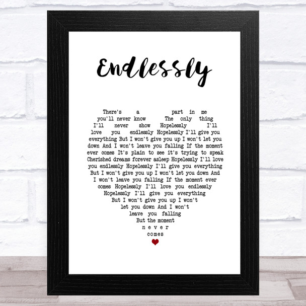 muse Endlessly White Heart Song Lyric Art Print