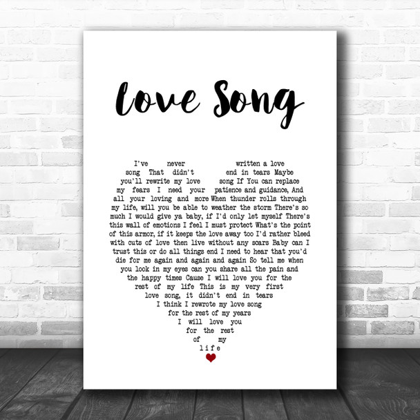 P!nk Love Song White Heart Song Lyric Art Print