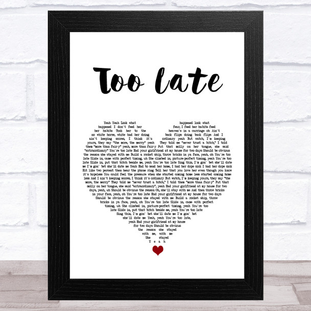 Chase Atlantic Too Late White Heart Song Lyric Art Print