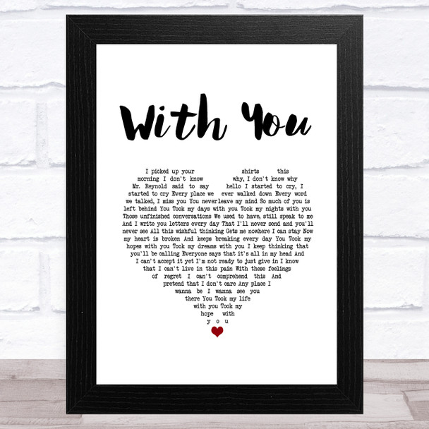 Amanda Holden With You White Heart Song Lyric Art Print
