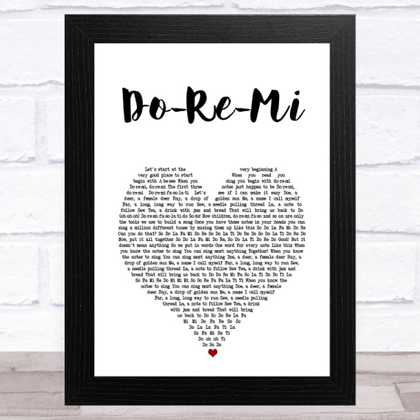 Julie Andrews Do-Re-Mi White Heart Song Lyric Art Print