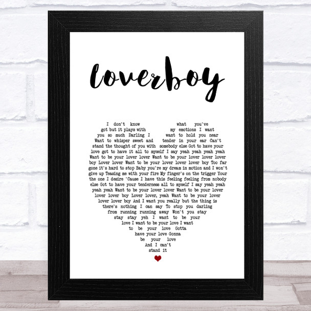 Billy Ocean Loverboy White Heart Song Lyric Art Print