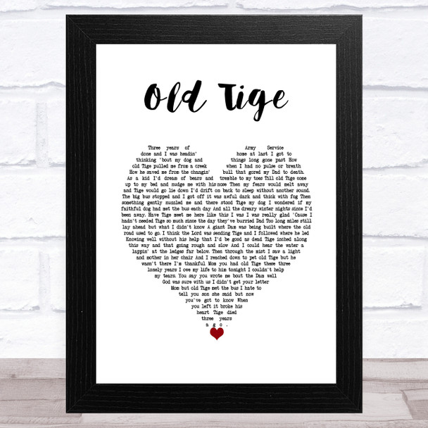 Jim Reeves Old Tige White Heart Song Lyric Art Print