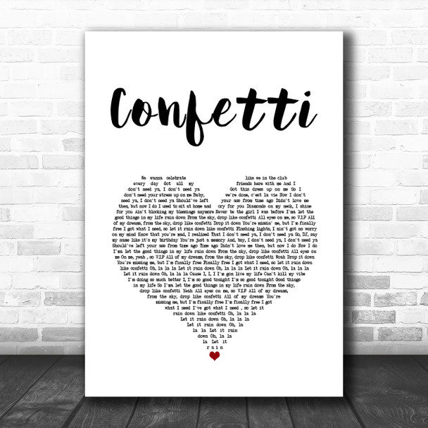 Little Mix Confetti White Heart Song Lyric Art Print