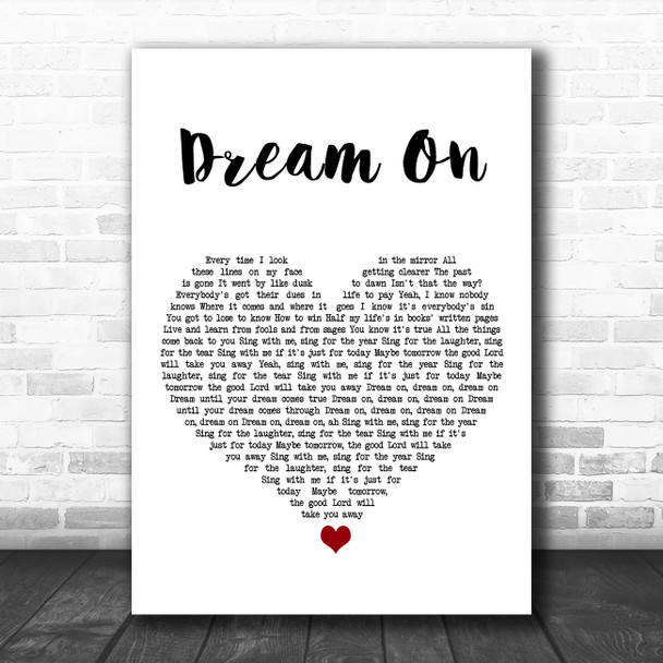 Aerosmith Dream On White Heart Song Lyric Art Print