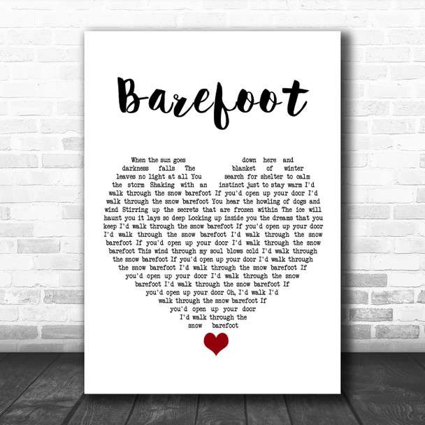 K.D. Lang Barefoot White Heart Song Lyric Art Print