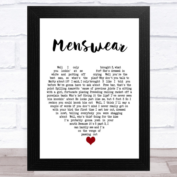 The 1975 Menswear White Heart Song Lyric Art Print