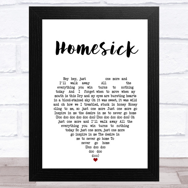 The Cure Homesick White Heart Song Lyric Art Print