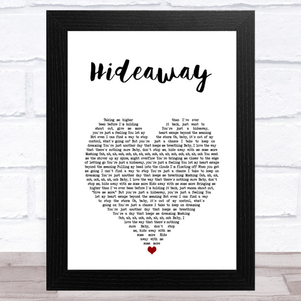 Kiesza Hideaway White Heart Song Lyric Art Print