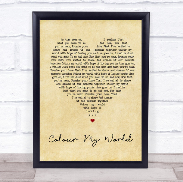 Chicago Colour My World Vintage Heart Song Lyric Music Wall Art Print