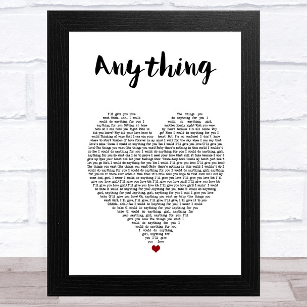 3T Anything White Heart Song Lyric Art Print