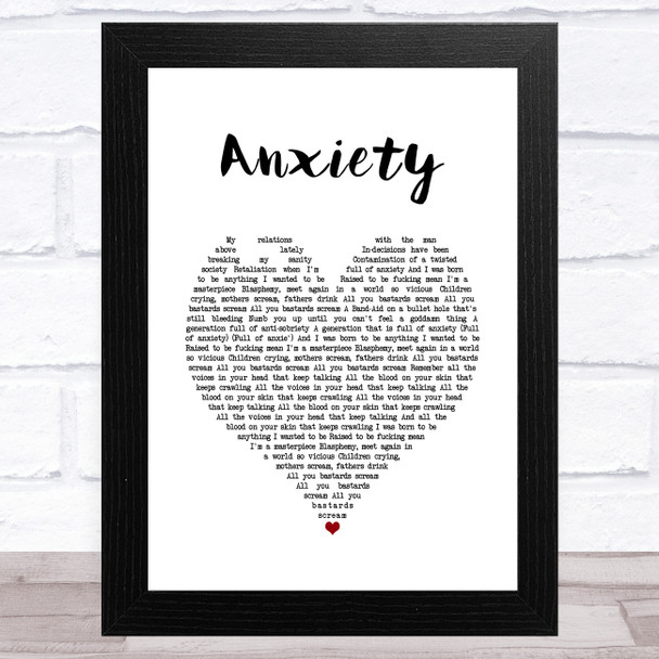 Palaye Royale Anxiety White Heart Song Lyric Art Print