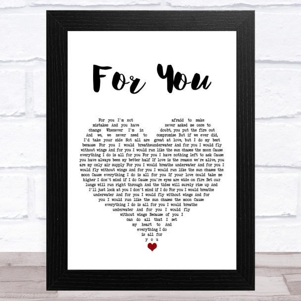 Tonight Alive For You White Heart Song Lyric Art Print