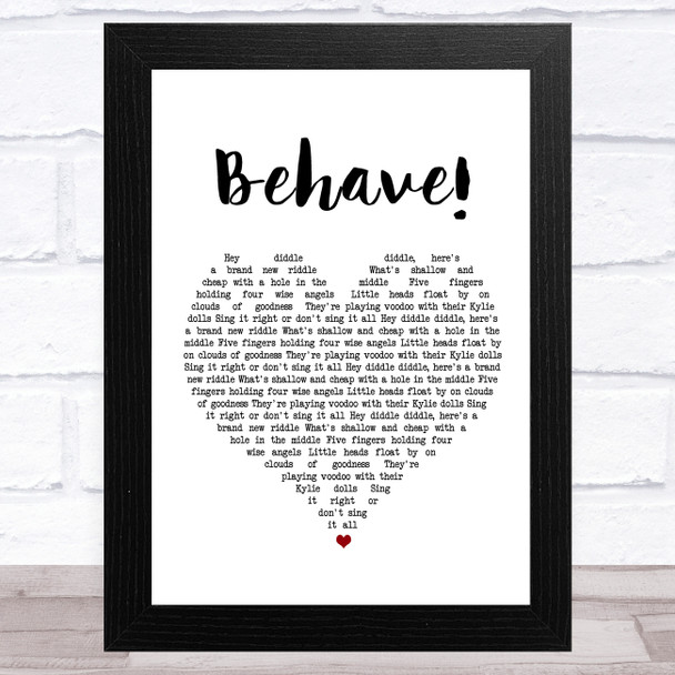 Chumbawamba Behave! White Heart Song Lyric Art Print