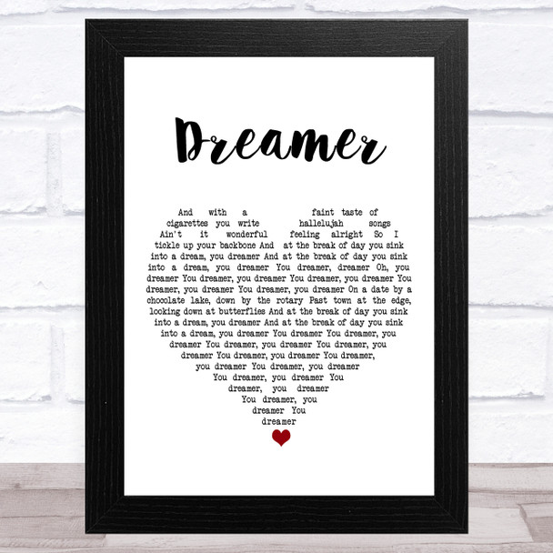 Jenn Grant Dreamer White Heart Song Lyric Art Print