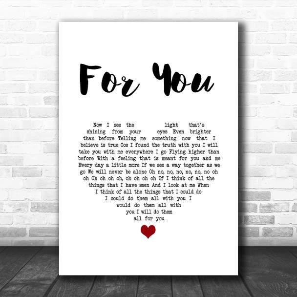 Status Quo For You White Heart Song Lyric Art Print