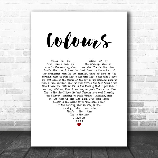 Joan Baez Colours White Heart Song Lyric Art Print
