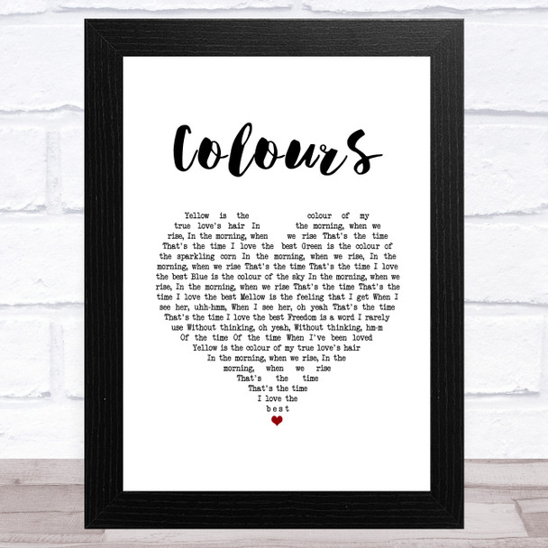 Joan Baez Colours White Heart Song Lyric Art Print