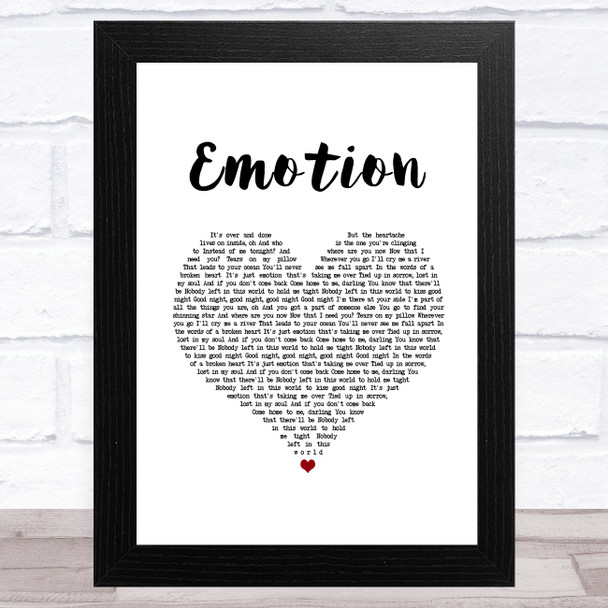 Bee Gees Emotion White Heart Song Lyric Art Print