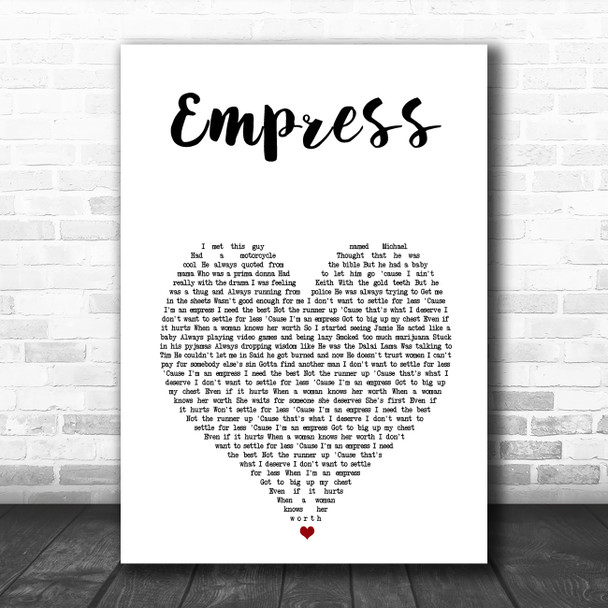 RAY BLK Empress White Heart Song Lyric Art Print