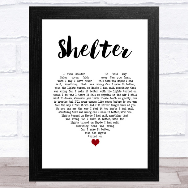 The xx Shelter White Heart Song Lyric Art Print