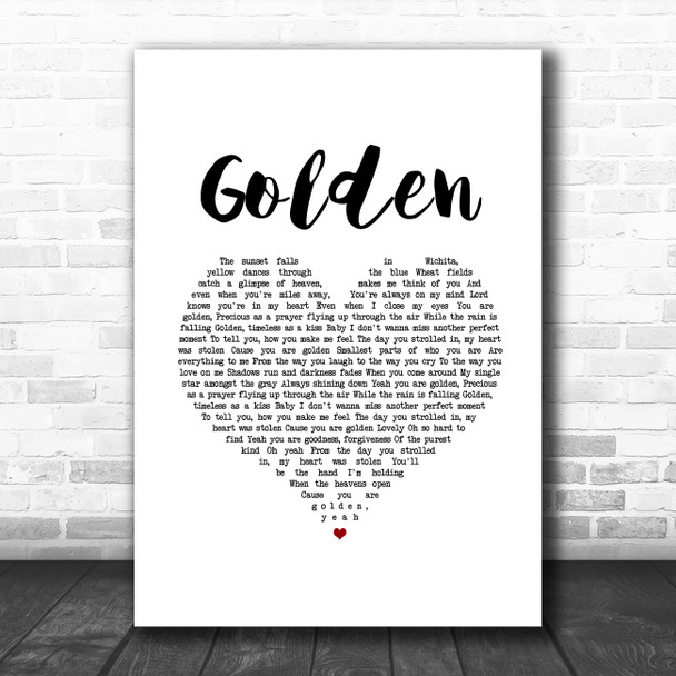 Lady Antebellum Golden White Heart Song Lyric Art Print