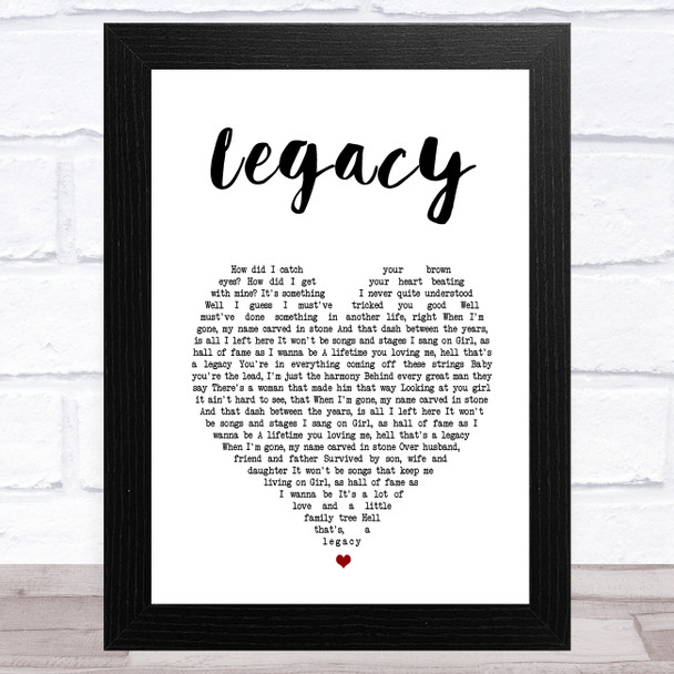 Cadillac Three Legacy White Heart Song Lyric Art Print