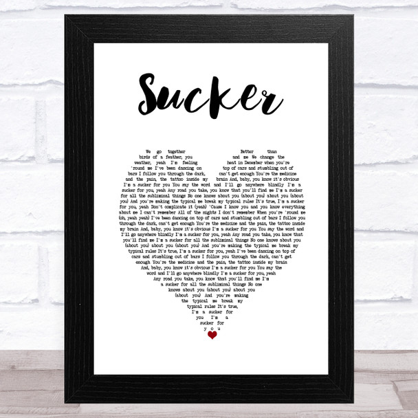 Jonas Brothers Sucker White Heart Song Lyric Art Print