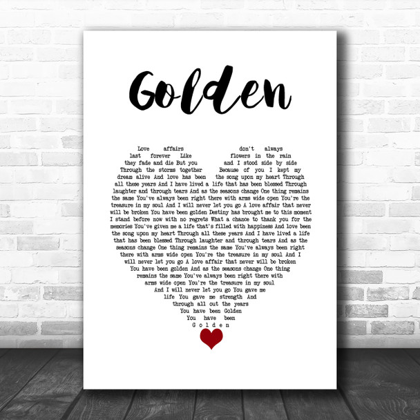 Cliff Richard Golden White Heart Song Lyric Art Print