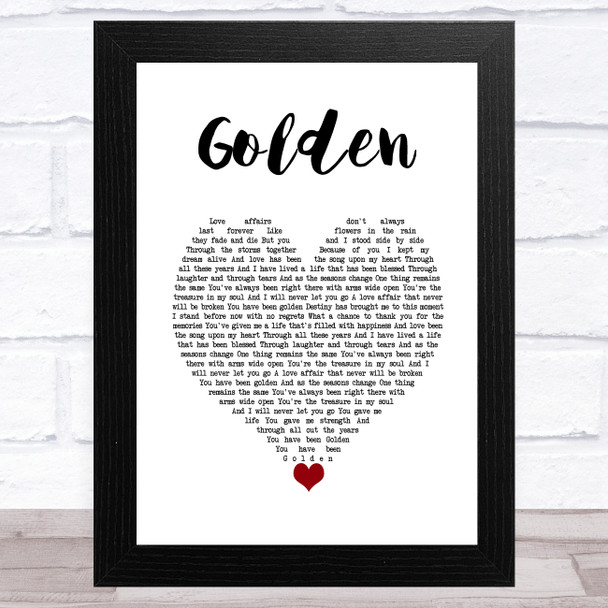 Cliff Richard Golden White Heart Song Lyric Art Print