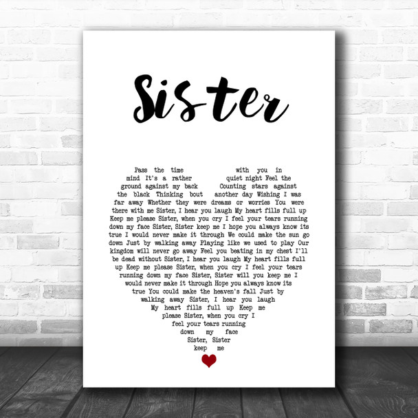 Dave Matthews Sister White Heart Song Lyric Art Print