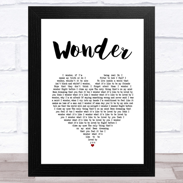 Shawn Mendes Wonder White Heart Song Lyric Art Print