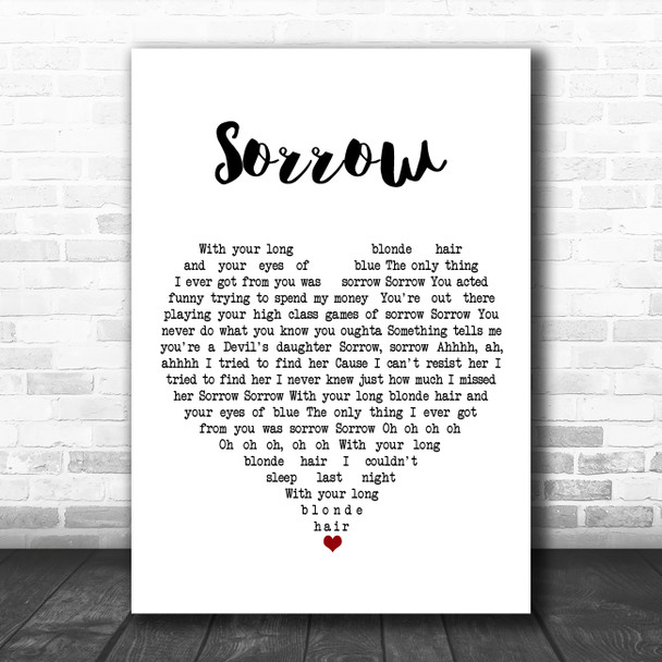 David Bowie Sorrow White Heart Song Lyric Art Print