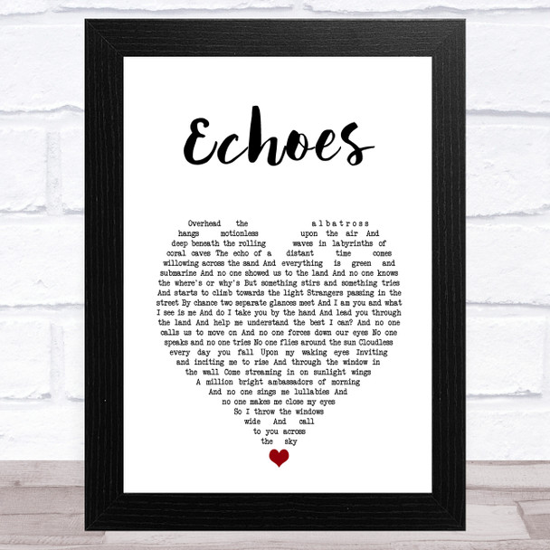 Pink Floyd Echoes White Heart Song Lyric Art Print