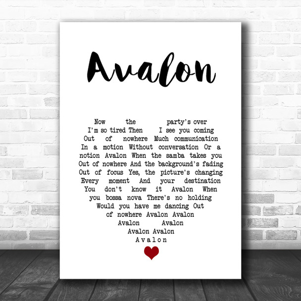 Roxy Music Avalon White Heart Song Lyric Art Print